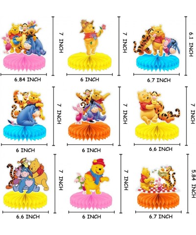 9Pcs Winnie Bear Honeycomb Centerpieces 3D Table Decorations Bear Table Decor Birthday Party Supplies $24.66 Kids' Party Cent...