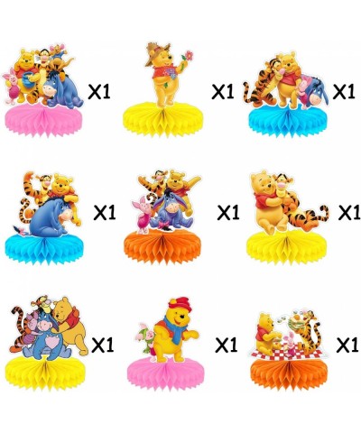 9Pcs Winnie Bear Honeycomb Centerpieces 3D Table Decorations Bear Table Decor Birthday Party Supplies $24.66 Kids' Party Cent...