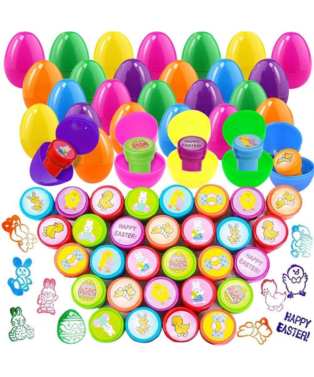 30 Pieces Easter Eggs Filled Assorted Stamps for Kids Easter Hunt Easter Theme Party Favors Easter Eggs Fillers Goodie Bag Fi...