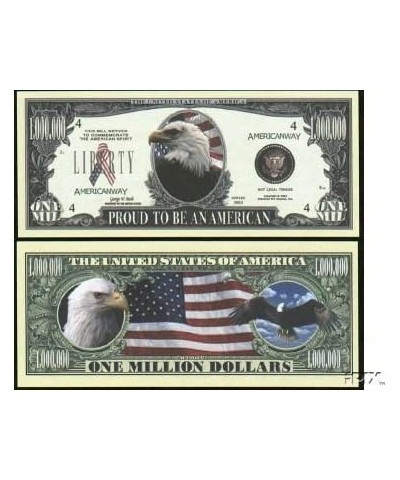 Set of 10 Bills-Proud To Be An American Million Dollar Bill $16.18 Gags & Practical Joke Toys