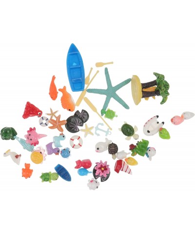 Miniature Beach Figurines Ornaments Kit Mini Desktop Sandbox Accessories Ocean Creature Mini Boat Decoration for Fairy Garden...