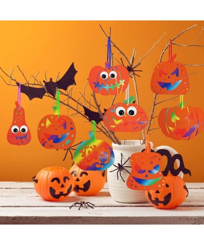 72 Sets Magic Color Scratch Fall Pumpkin Ornaments Craft Kit Scratch Art Paper Pumpkin Squash Gourd Cutouts Hang Gift Tags Bo...