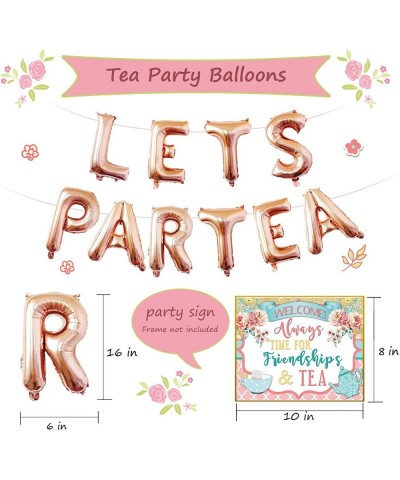 Tea Party Decorations Tea Party Set for Little Girls Let's Par Tea Balloons Tea Party Tablecloth Photobooth Props Cupcake Top...