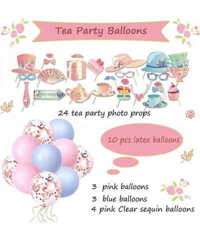 Tea Party Decorations Tea Party Set for Little Girls Let's Par Tea Balloons Tea Party Tablecloth Photobooth Props Cupcake Top...