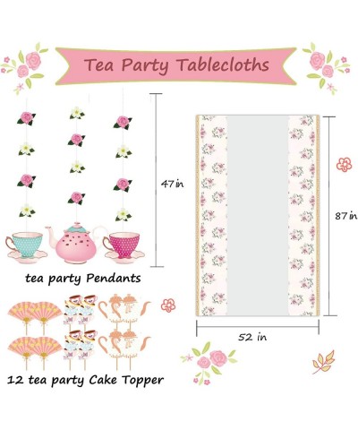 Tea Party Decorations Tea Party Set for Little Girls Let's Par Tea Balloons Tea Party Tablecloth Photobooth Props Cupcake Top...