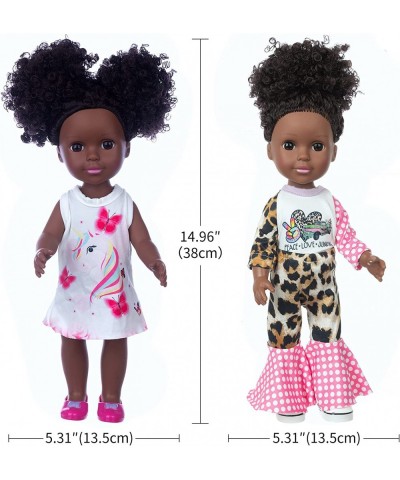 Black Dolls and Baby Girl Doll Clothes Set Doll Accessories 14.5 inch African American Silicone Girl Doll with Camera Backpac...