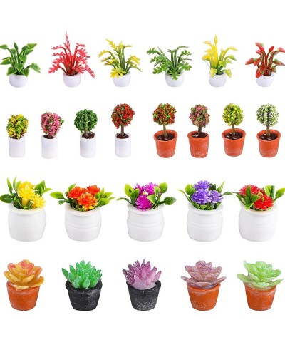 25 Pieces Dollhouse Potted Plants Miniature Artificial Plant Tiny Bonsai Model Mini Flowerpot Fake Succulent Doll House Mini ...