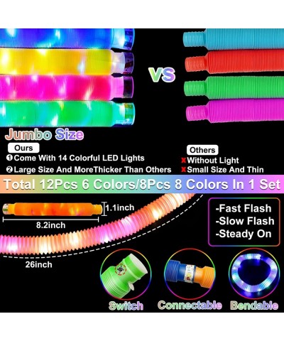 12Pcs 26 Inch Extra Long Light Up Pop Fidget Tubes Christmas Stocking Stuffers Gifts for Kids Glow in The Dark Christmas Part...