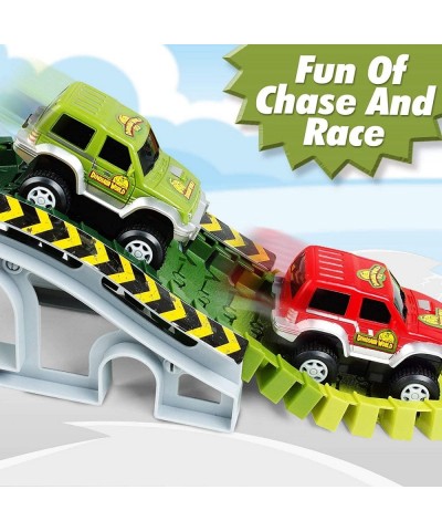 Dinosaur Race Track Safari Playset with 2 Cars | Children's DIY Flexible & Interchangeable Tracks | Easy to Assemble Toy Set ...