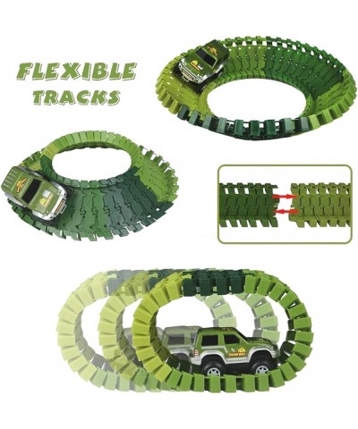 Dinosaur Race Track Safari Playset with 2 Cars | Children's DIY Flexible & Interchangeable Tracks | Easy to Assemble Toy Set ...