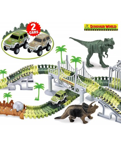 Dinosaur Race Track Safari Playset with 2 Cars | Children's DIY Flexible & Interchangeable Tracks | Easy to Assemble Toy Set ...