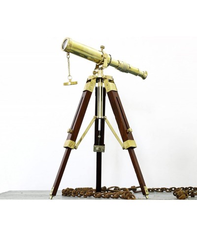 Antique Handmade Tripod Telescope Desktop Decorative Shiny Brass Wooden Stand $74.88 Children's Optics