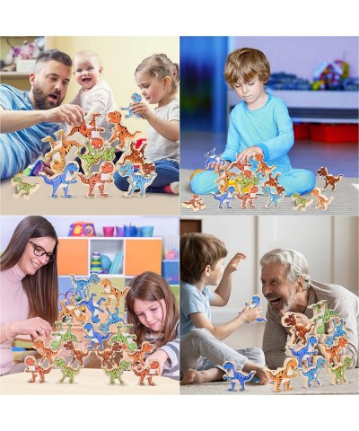 Wooden Dinosaur Stacking Toys 16pcs Large Dinosaur Balance Blocks for Toddlers 3-5 + Montessori Balance Game Learning Toy for...