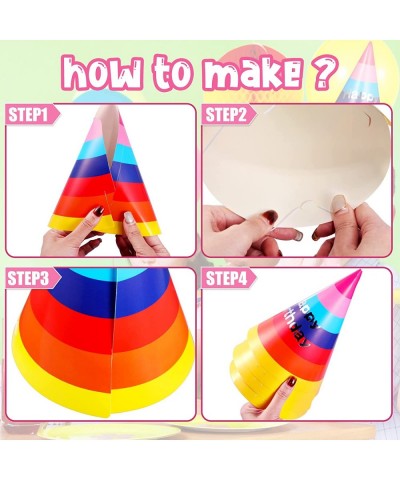 60 Pieces Kids Birthday Party Supplies 20 Pcs Rainbow Birthday Party Cone Hats with 40 Pcs Party Blowers Colorful Birthday Ha...