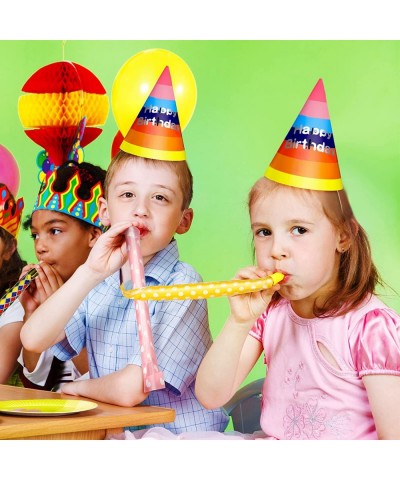 60 Pieces Kids Birthday Party Supplies 20 Pcs Rainbow Birthday Party Cone Hats with 40 Pcs Party Blowers Colorful Birthday Ha...