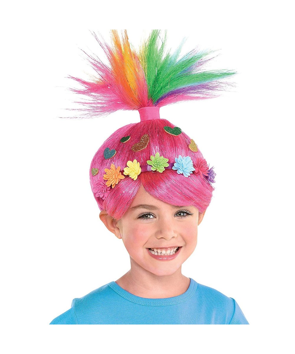 Multicolor Poppy Wig for Girls Trolls World Tour Halloween Costume Accessory One Size Attached Headband $41.49 Kids' Dress-Up...