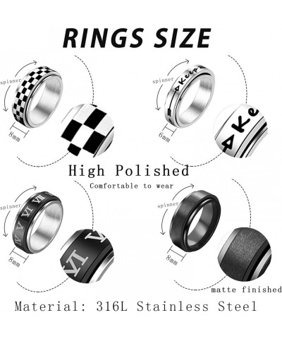 17 MILE 16 Pcs Stainless Steel Fidget Rings for Women Men Spinner Rings for Anxiety Butterfly Matching Rings Wedding Promise ...