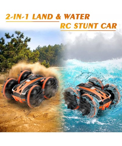 Amphibious RC Car Remote Control Boat for Kids 4WD 2.4Ghz 2 in 1 RC Stunt Car with 360° Flips Double Sided Rotating RC Cars T...