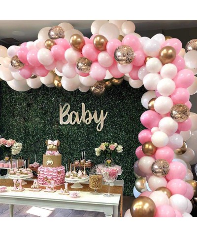 Pink White and Gold Balloon Garland Arch Kit - 124pcs Pink Gold Balloons for Girls Birthday Baby Shower Wedding Bridal Shower...