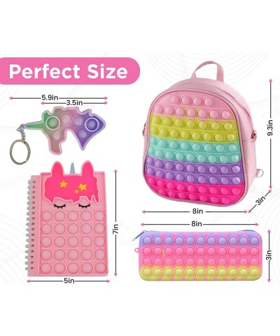 Pop Fidget Backpack for Girls with Pop It Notebook Pencil Case Keychain - Pop It Purse Set - Fidget Toy Bag - Pop School Supp...