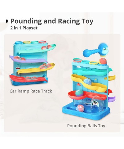 2 in 1 Pound a Ball Toy & Car Ramp Race Track Toddler Toys Age 1 2 3 for Boys and Girls Montessori Toys for STEM Cause and Ef...