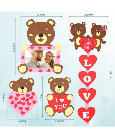 Valentine's Day Bears Craft Kit Romantic Picture Frame Love Sign Valentines Day Foam Stickers Self Adhesive Heart Bear Foam S...