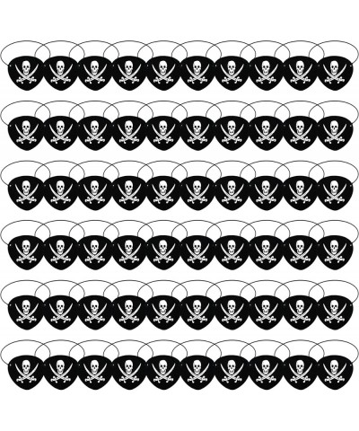 60 Pieces Pirate Eye Patches Black Felt Captain Patches Skull Cross Knife Eyepatch Cosplay Props Pirate One Eye Patches for H...