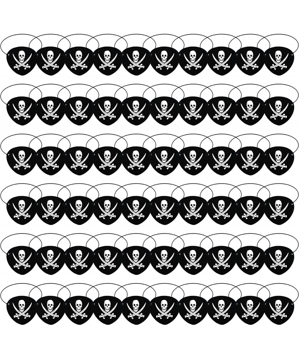 60 Pieces Pirate Eye Patches Black Felt Captain Patches Skull Cross Knife Eyepatch Cosplay Props Pirate One Eye Patches for H...