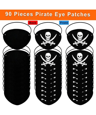 60 Pieces Pirate Eye Patches Black Felt Captain Patches Skull Cross Knife Eyepatch Cosplay Props Pirate One Eye Patches for H...