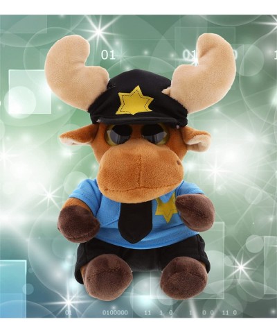 Big Eye Moose Police Officer Plush Toy - Super Soft Moose Cop Stuffed Animal Dress Up with Cute Cop Uniform & Cap Outfit - Fl...