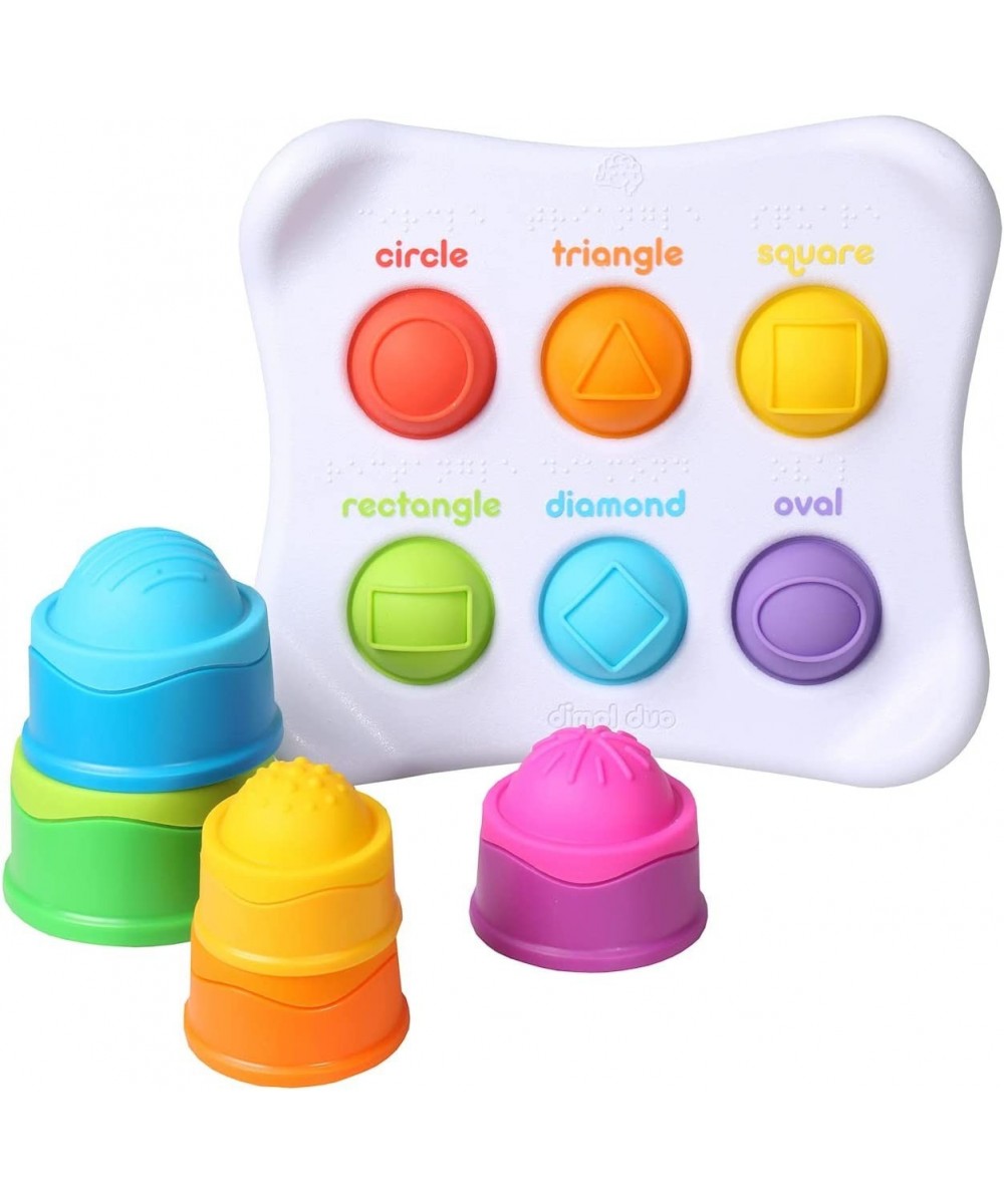 Fat Brain Dimpl Duo Stack Bundle - 2 Piece Combo Baby Toy Activity Set BPA Free Silicone Poppers - Includes Zippered Storage ...