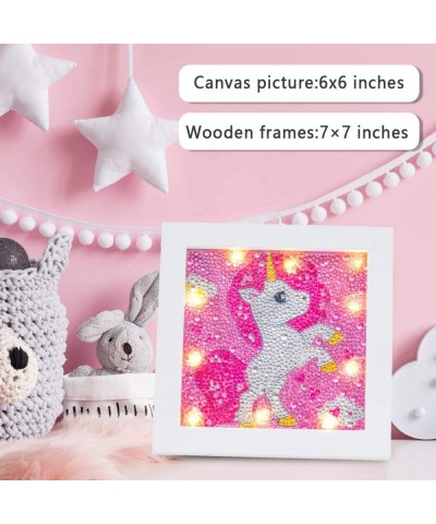 Diamond Painting Art Kit for Kids with LED & Frame Ages 6-8-12 7×7 in Easy 5D Painting by Number Kits DIY Mosaic Home Decor A...