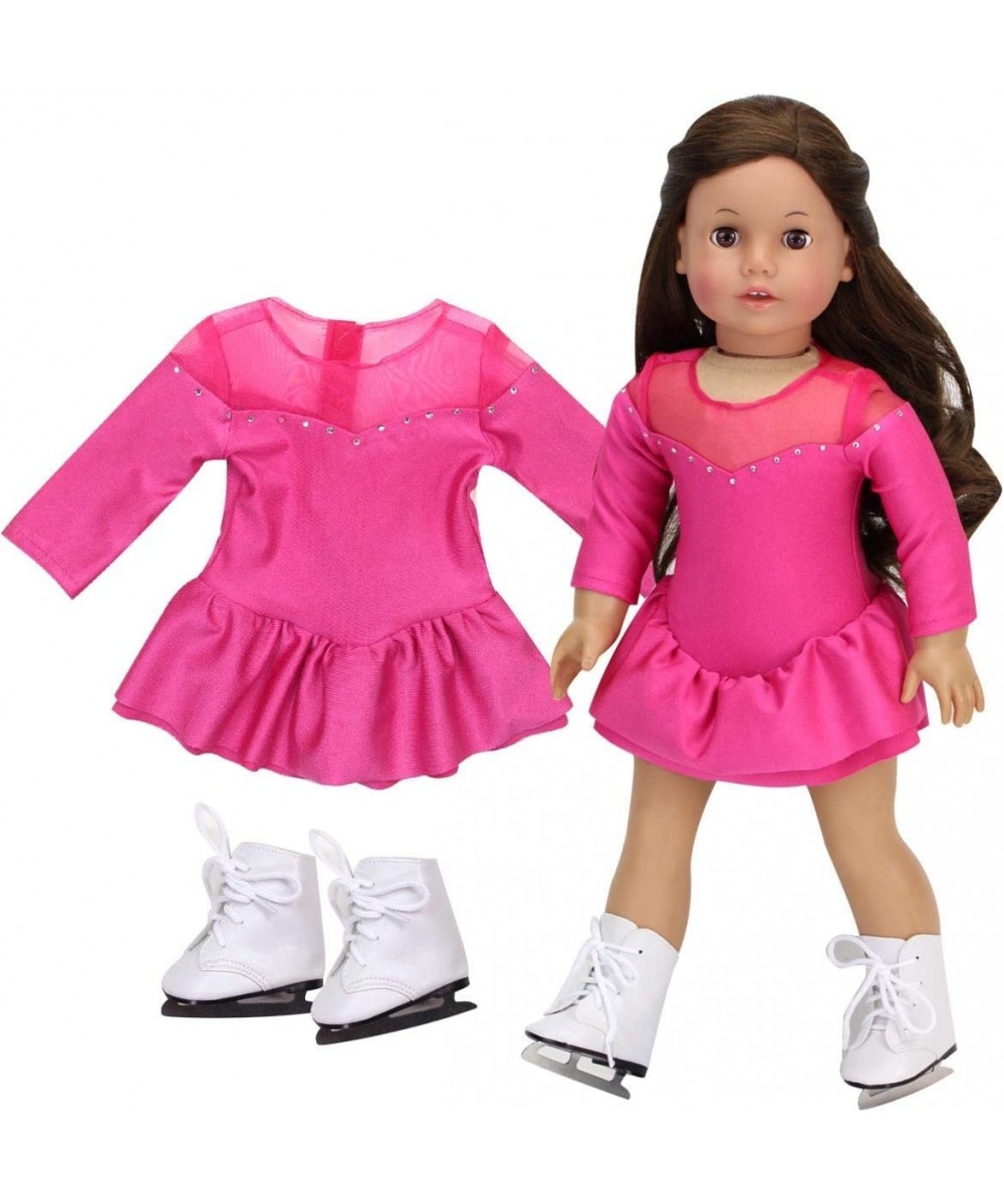 18 Inch Doll Skating Outfit | Magenta Ice Skating Gown & White Ice Skates | Doll Sold Separately $29.70 Doll Accessories