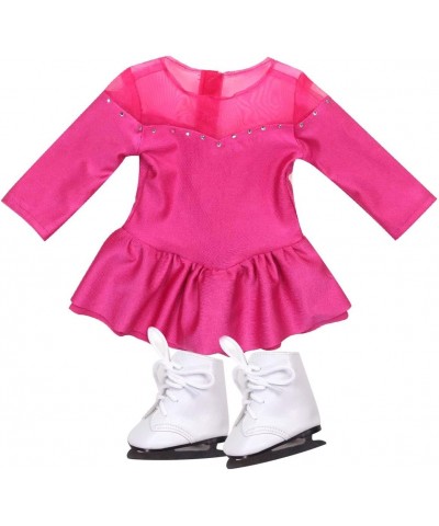 18 Inch Doll Skating Outfit | Magenta Ice Skating Gown & White Ice Skates | Doll Sold Separately $29.70 Doll Accessories