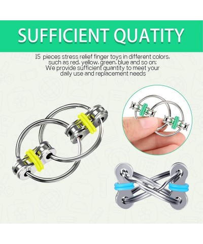 15 Pieces Bike Chain Fidget Toy Flippy Chain Fidget Toy Finger Roller Chain Sensory Toy Handheld Ring Flippy Chain Decompress...