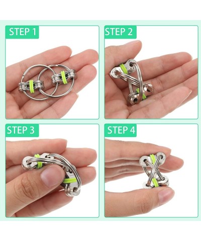 15 Pieces Bike Chain Fidget Toy Flippy Chain Fidget Toy Finger Roller Chain Sensory Toy Handheld Ring Flippy Chain Decompress...