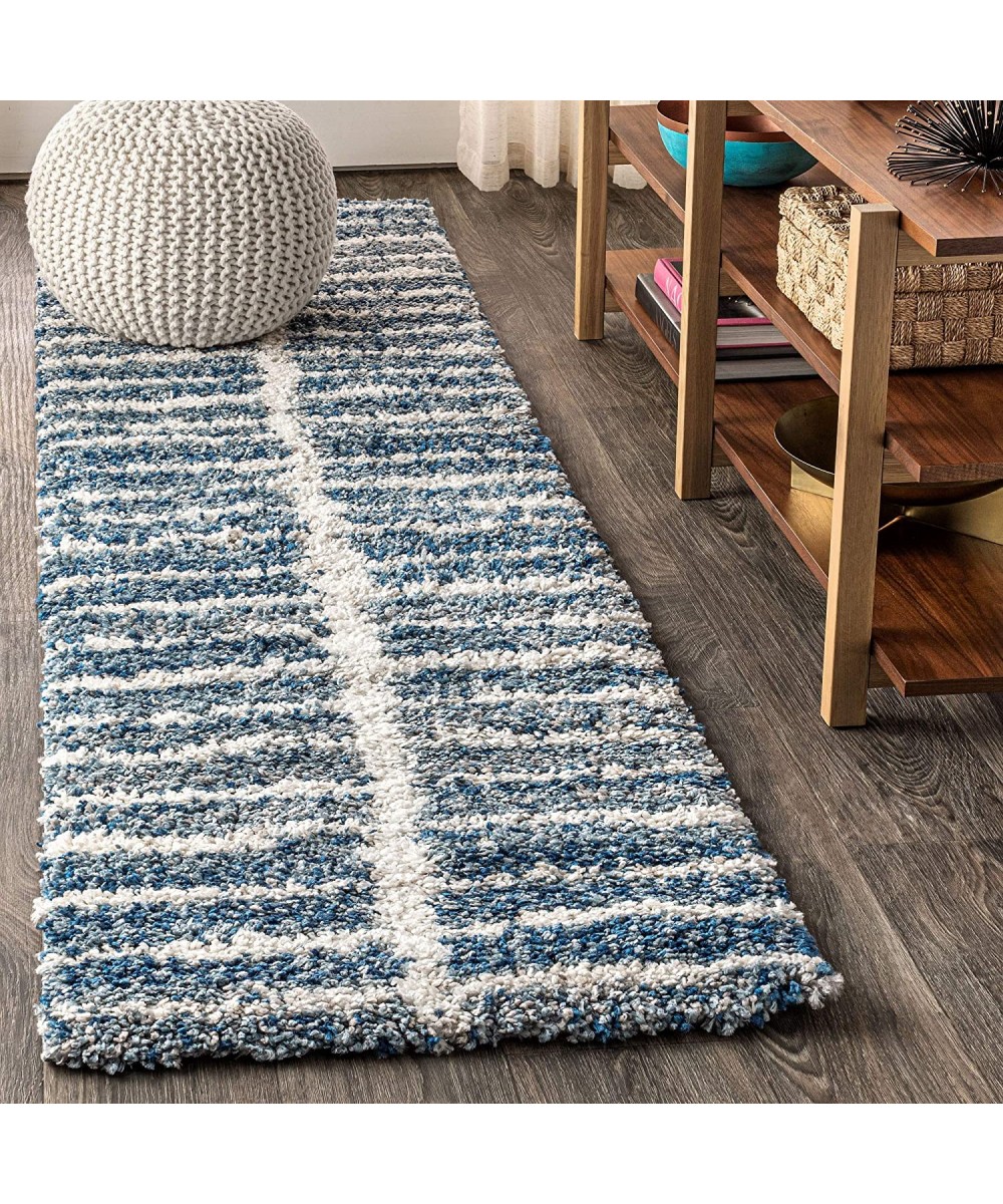 MBS101B-28 Merida Stacked Grid Shag Indoor Area Rug Bohemian Modern Glam Easy Cleaning Bedroom Kitchen Living Room 2 X 8 Indi...