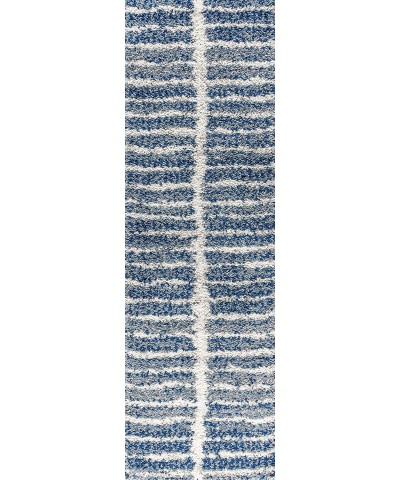 MBS101B-28 Merida Stacked Grid Shag Indoor Area Rug Bohemian Modern Glam Easy Cleaning Bedroom Kitchen Living Room 2 X 8 Indi...