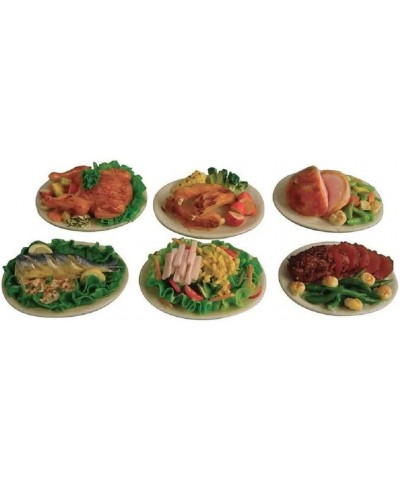 Melody Dollhouse 6 Plates of Food Beef Fish Pork etc Miniature Dining Room Accessory $79.86 Dollhouse Accessories