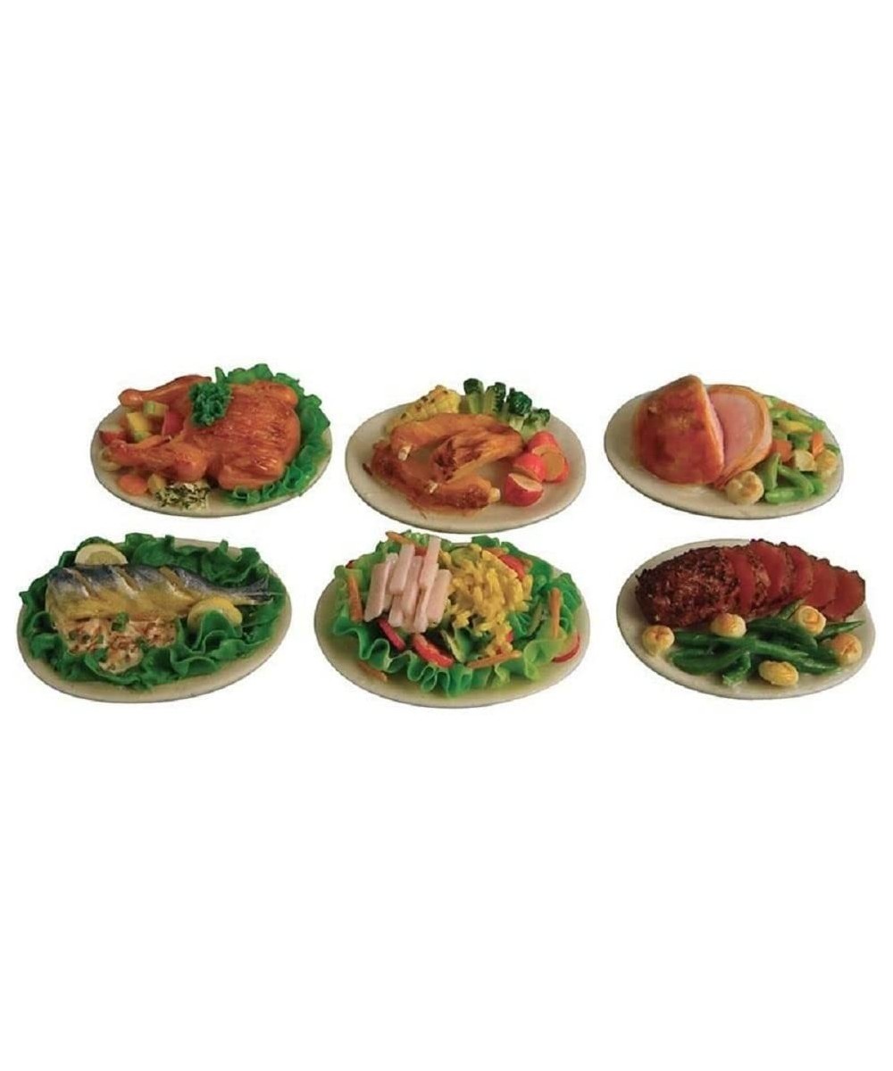 Melody Dollhouse 6 Plates of Food Beef Fish Pork etc Miniature Dining Room Accessory $79.86 Dollhouse Accessories