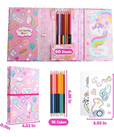 Travel Coloring Kit for Kids No Mess Unicorn Coloring Set with 60 Coloring Pages and 16 Coloring Pencils Coloring Book for Gi...