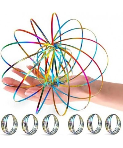 6 Pack Flow Ring Arm Magic Spring Arm Flow Rings Sculpture Ring Game Toy Colored Magic Kinetic Spring Interactive Stress Reli...