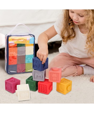 Soft Stacking Blocks for Baby Building Blocks Montessori Sensory Infant Toys Educational Baby Toys 6 Months & Up with Numbers...