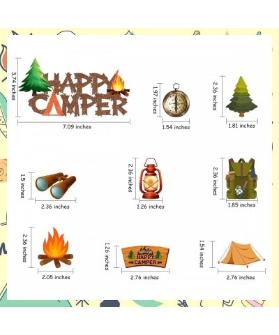 25 Pack Camping Themed Cake Toppers Kit Happy Camper Cake Topper Camping Bag Flashlight Campfire Cupcake Toppers for Camping ...