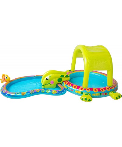 BAN-85319 Shade 'N Slide Turtle Heavy Duty Outdoor Toy Inflatable Kiddie Splash Pool Set with Sprinkler for Children and Kid ...