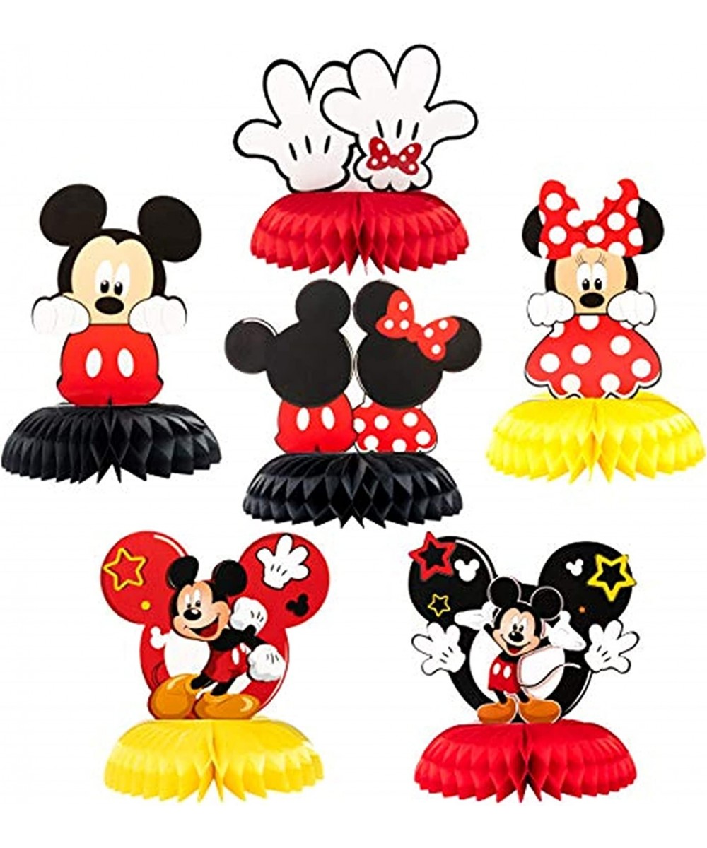 6Pcs Mouse Honeycomb Centerpieces Table Topper for Birthday Or Theme Party Decoration Double Sided Cake Topper Party Favor Pa...