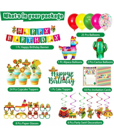 Mexican Themed Birthday Party Decorations 78 Pcs Fiesta Taco Birthday Party Supplies for Girls - Birthday Banner Cake Topper ...