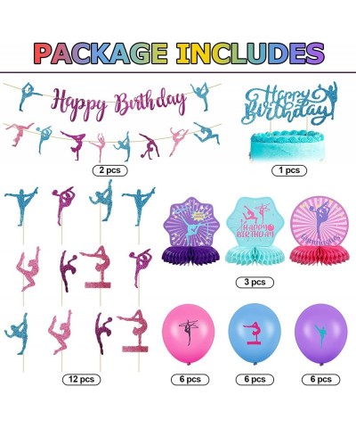 36 Pieces Gymnastics Party Supplies Decoration 2 Gymnastics Birthday Banner 3 Table Honeycomb Centerpieces 12 Cupcake Topper ...