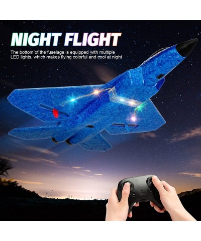 Remote Control Plane RTF F-22 Raptor 2.4Ghz 6-axis Gyro RC Airplane with Light Strip Jet Fighter Toy Gift for Kids Beginner (...