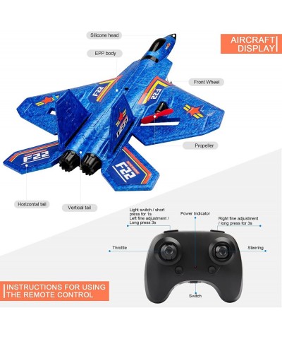 Remote Control Plane RTF F-22 Raptor 2.4Ghz 6-axis Gyro RC Airplane with Light Strip Jet Fighter Toy Gift for Kids Beginner (...